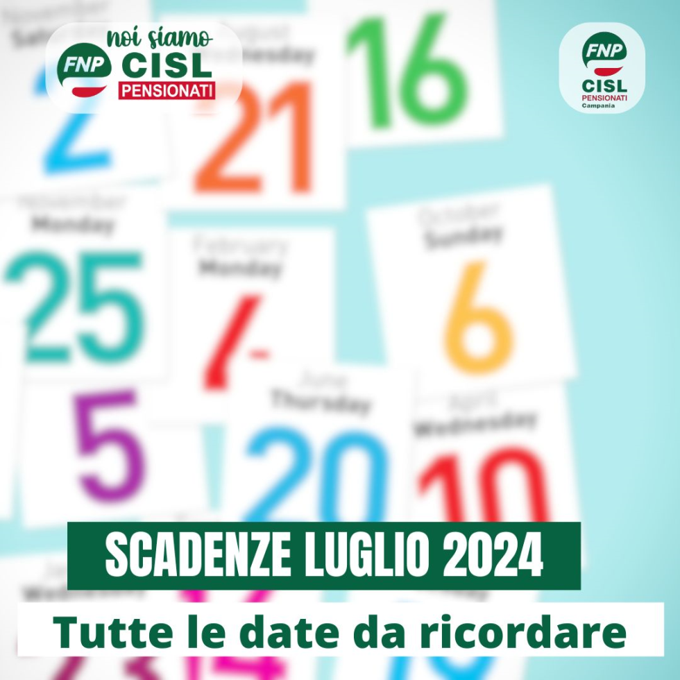 Vi ricordiamo che... scadenze e date utili del mese di luglio