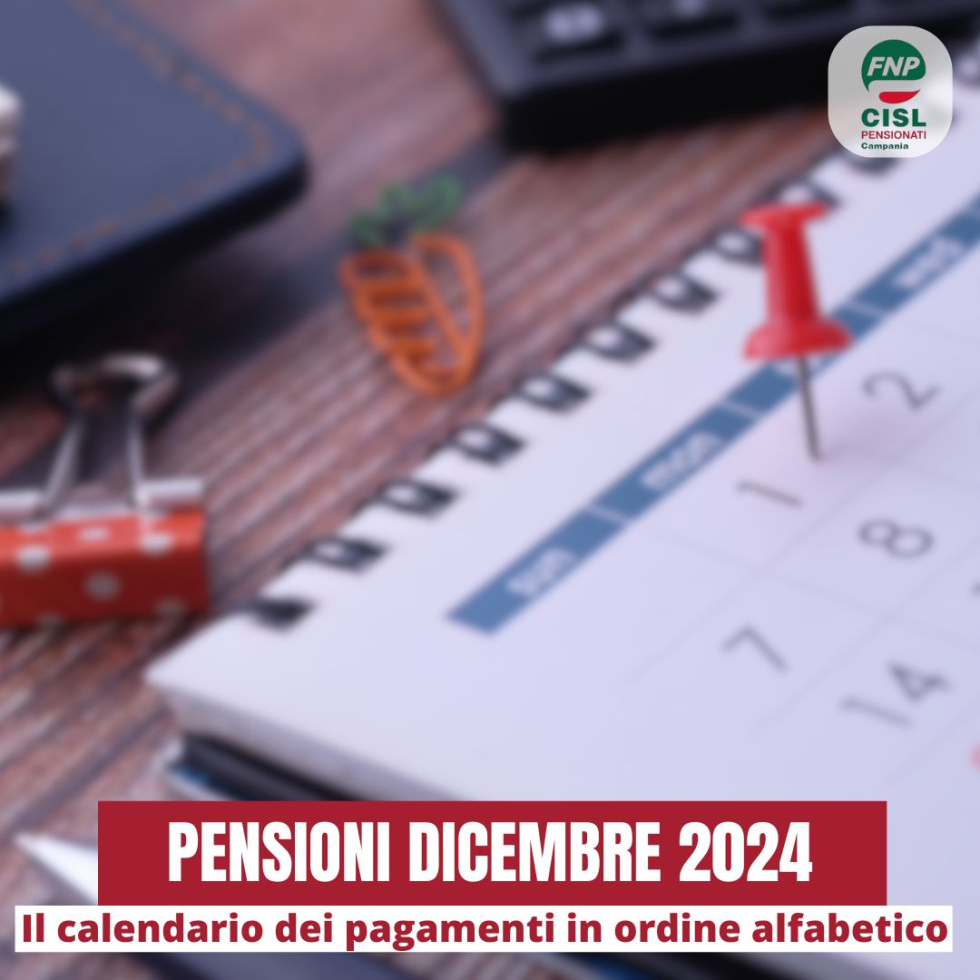 Pensioni dicembre 2024, il calendario dei pagamenti