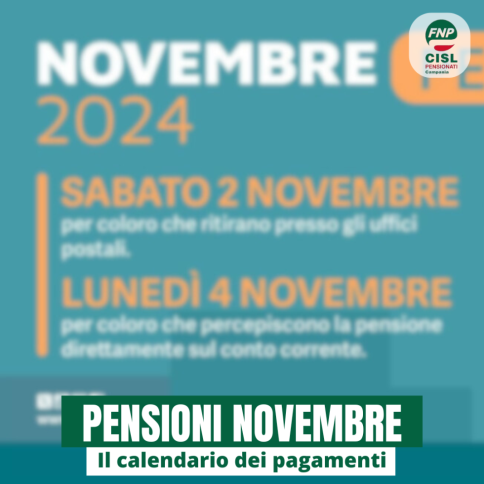 Pensioni novembre 2024, il calendario dei pagamenti